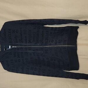 Harley Davidson black fleece lined hooded jacket. Velvet lettering. Size Medium